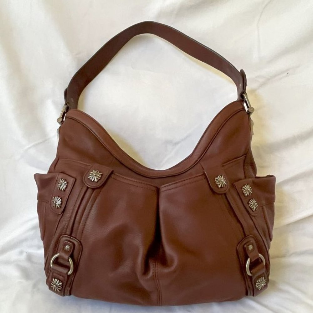 B Makowsky Brown Leather Shoulder Bag